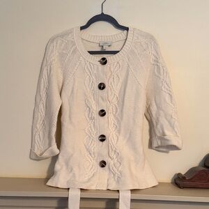 LOFT Women's Ivory Button-Up Cardigan